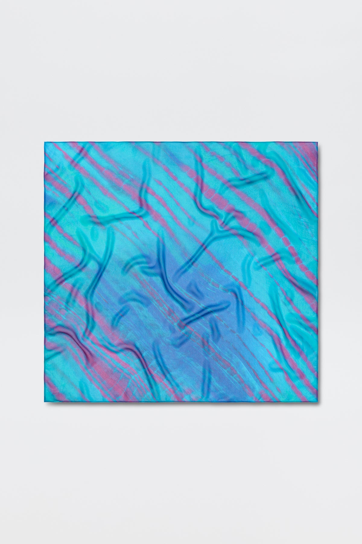 Introducing Menno - Tie Dye Blue: This abstract artwork showcases swirling blue, teal, and pink streaks with a subtle wavy texture. The canvas features fluid, organic lines blending across a light background, creating an energetic sense of movement.